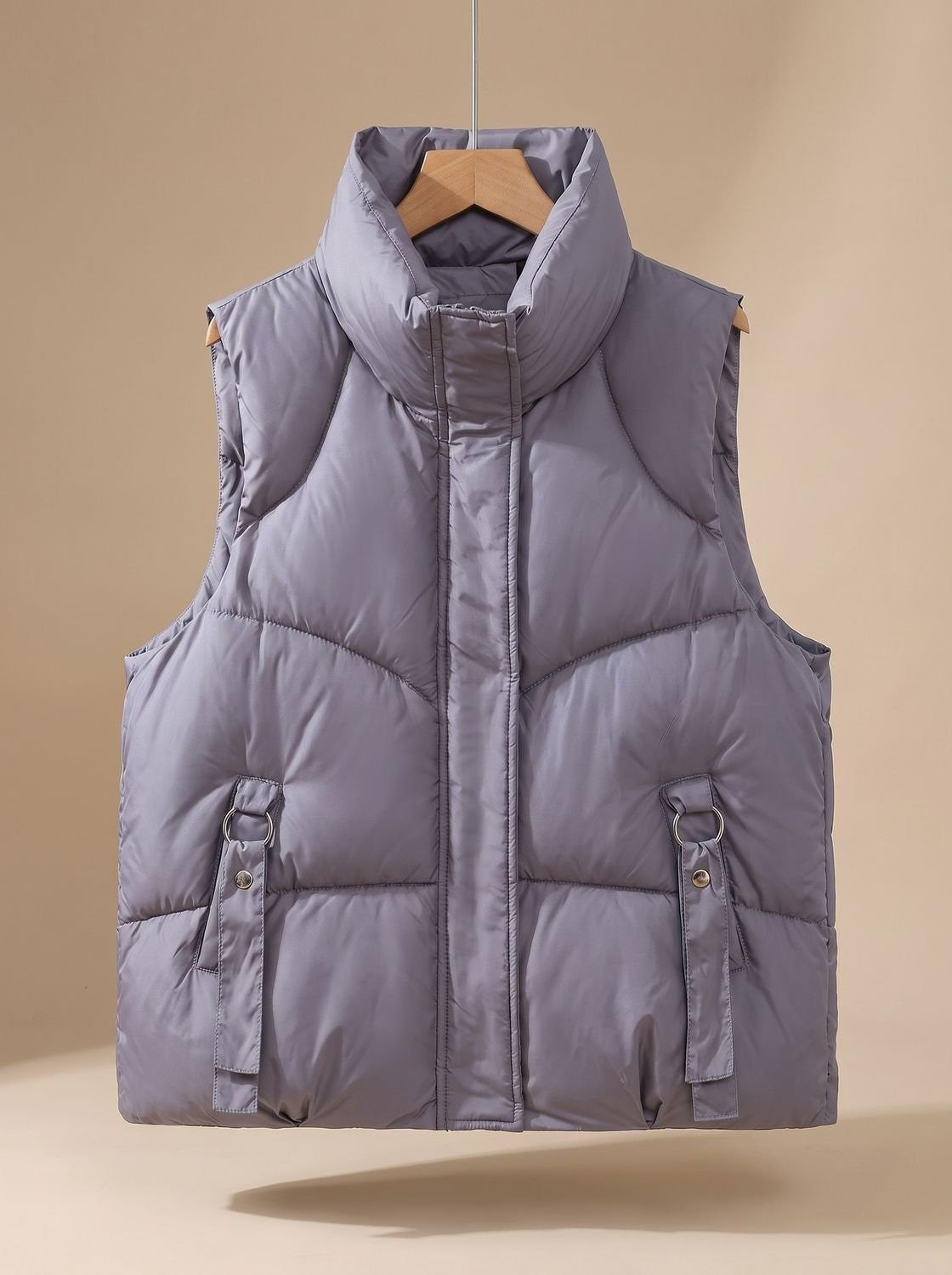 Mila | Dames Doudoune Matelassée Coupe Ample Col Montant Zippée - Violet