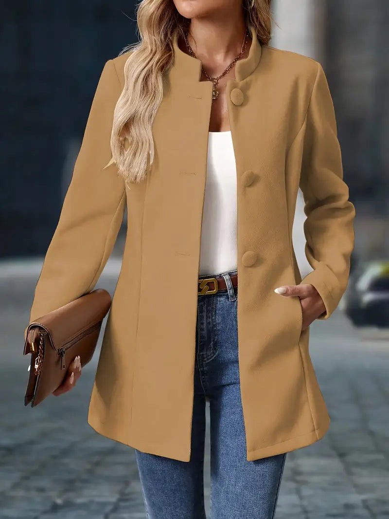 Mila | Manteau d'hiver pour Femme Coupe Longue Boutonnage Classique Manches Longues - Crème