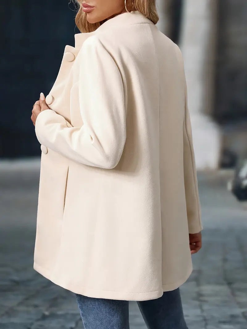 Mila | Manteau d'hiver pour Femme Coupe Longue Boutonnage Classique Manches Longues - Crème
