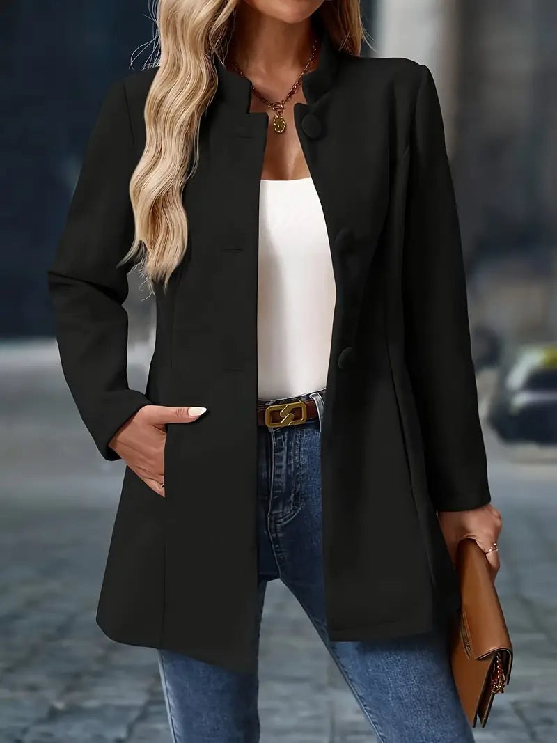 Mila | Manteau d'hiver pour Femme Coupe Longue Boutonnage Classique Manches Longues - Noir