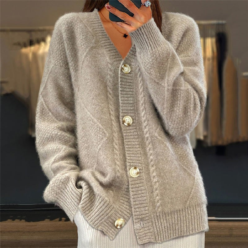 Mila | Pour Femme Cardigan Tricot Manches Longues Coupe Décontractée - Gris