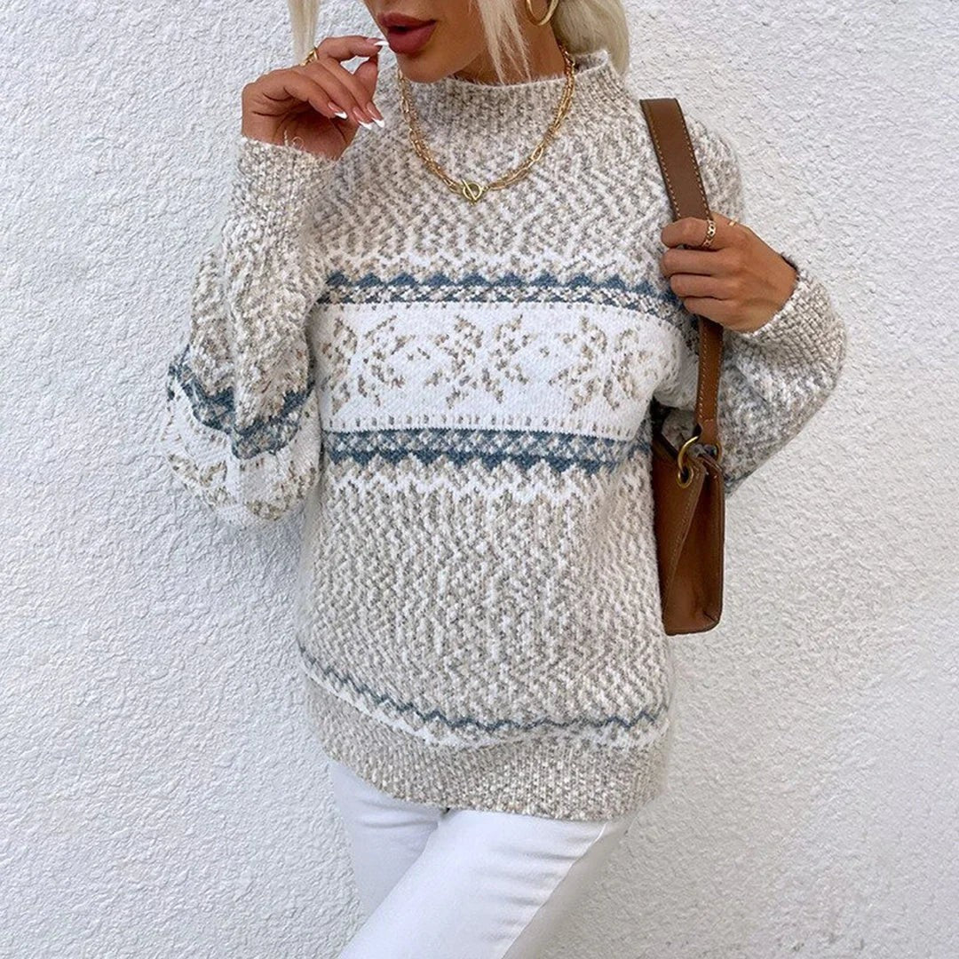 Mila | Pull de Noël pour Femme Motif Festif Coupe Ample Tricot Confortable - Beige