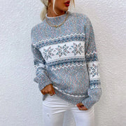 Mila | Pull de Noël pour Femme Motif Festif Coupe Ample Tricot Confortable - Gris