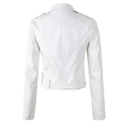 Mila | Veste Motard pour Femme simili-cuir Coupe Cintrée Fermeture Asymétrique - Blanc