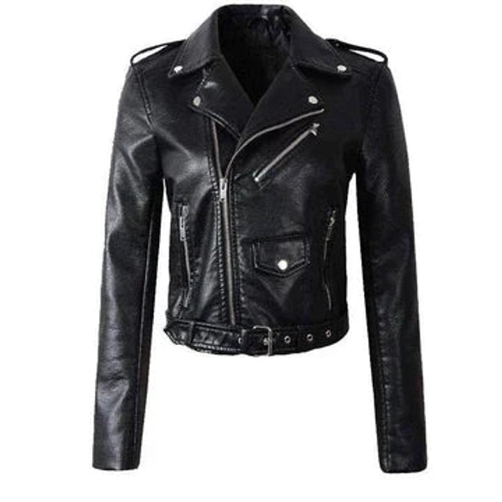 Mila | Veste Motard pour Femme simili-cuir Coupe Cintrée Fermeture Asymétrique - Noir