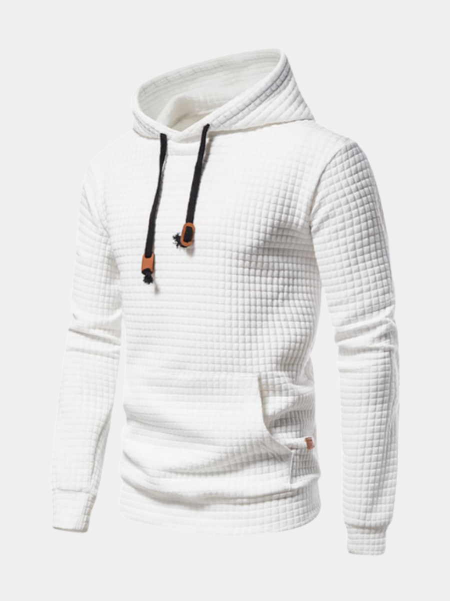 Nathan | Sweat pour Homme Capuche Réglable Poche Kangourou Coupe Décontractée - Blanc