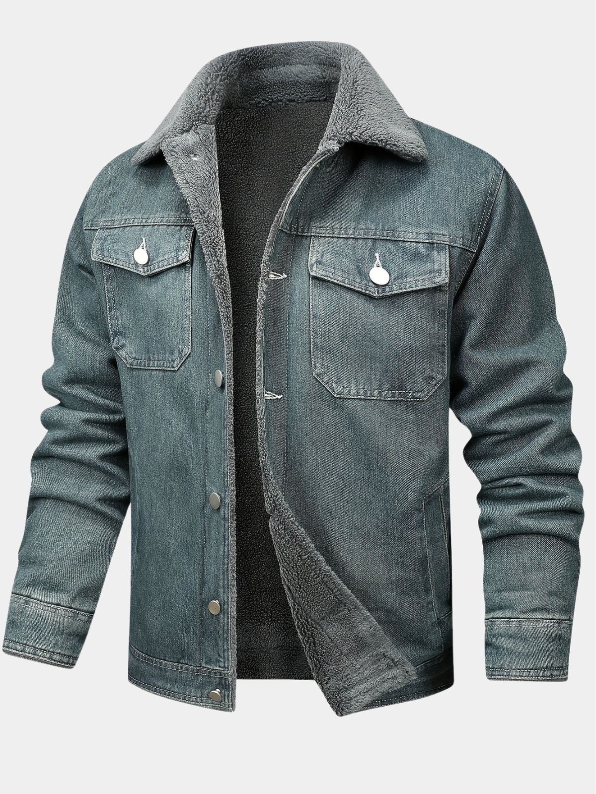 Nathan | Veste pour Homme Coton Unie Manches Longues Col à Revers - Bleu