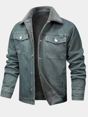 Nathan | Veste pour Homme Coton Unie Manches Longues Col à Revers - Bleu