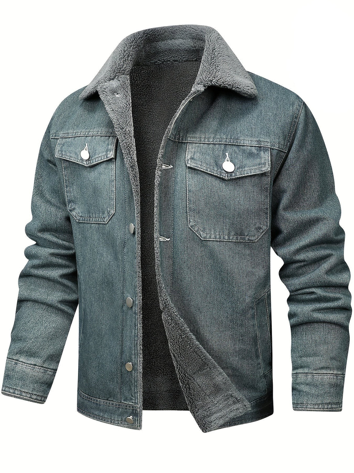 Nathan | Veste pour Homme Coton Unie Manches Longues Col à Revers - Bleu