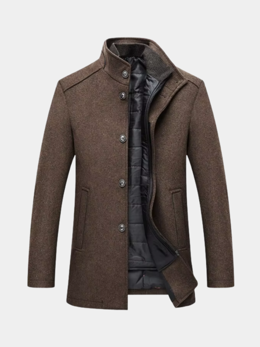 Nicolas | Pour Homme Veste Hivernale Matelassée Coupe Ajustée Doublure Motif - Marron