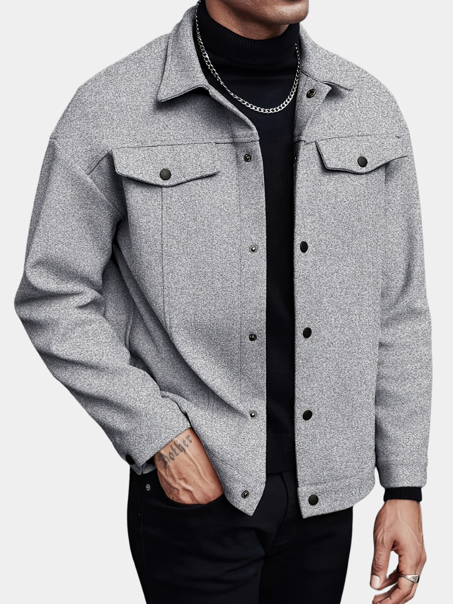 Nicolas | Pour Homme Veste à Revers Coupe Soignée Fermeture Boutons-Pression - Gris Clair