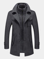 Nicolas | Veste d'Hiver Coupe Ample Intemporelle Boutons Discrets pour Femme - Gris