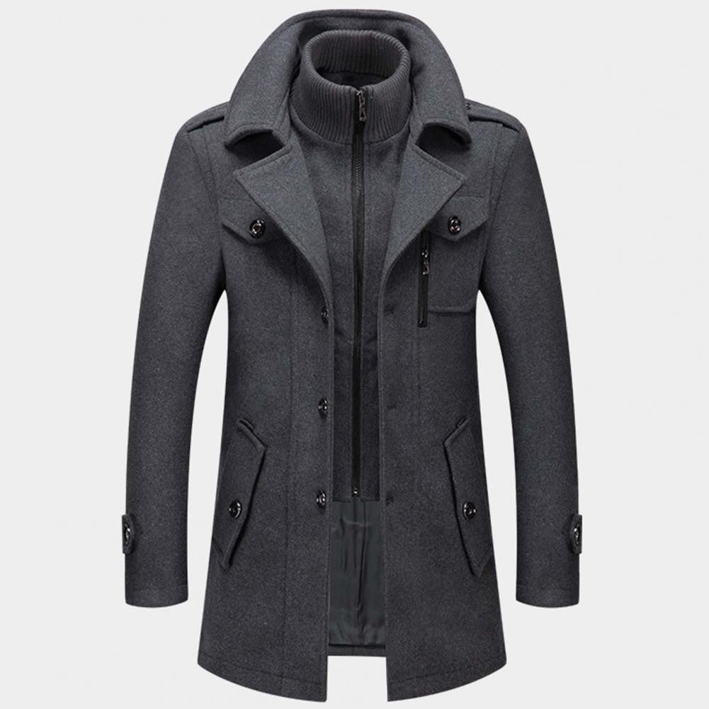 Nicolas | Veste d'Hiver Coupe Ample Intemporelle Boutons Discrets pour Femme - Gris