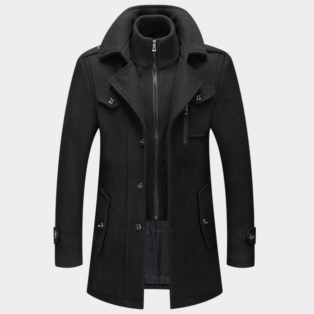Nicolas | Veste d'Hiver Coupe Ample Intemporelle Boutons Discrets pour Femme - Noir