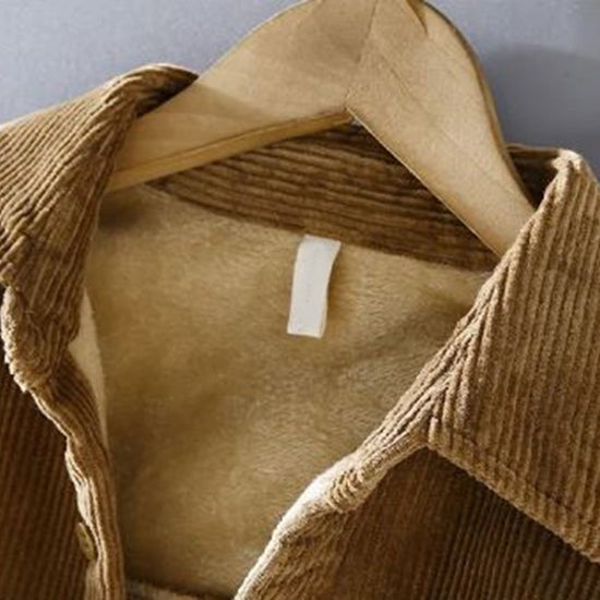 Nicolas | Veste Homme Velours Côtelé Boutons Coupe Confortable - Kaki