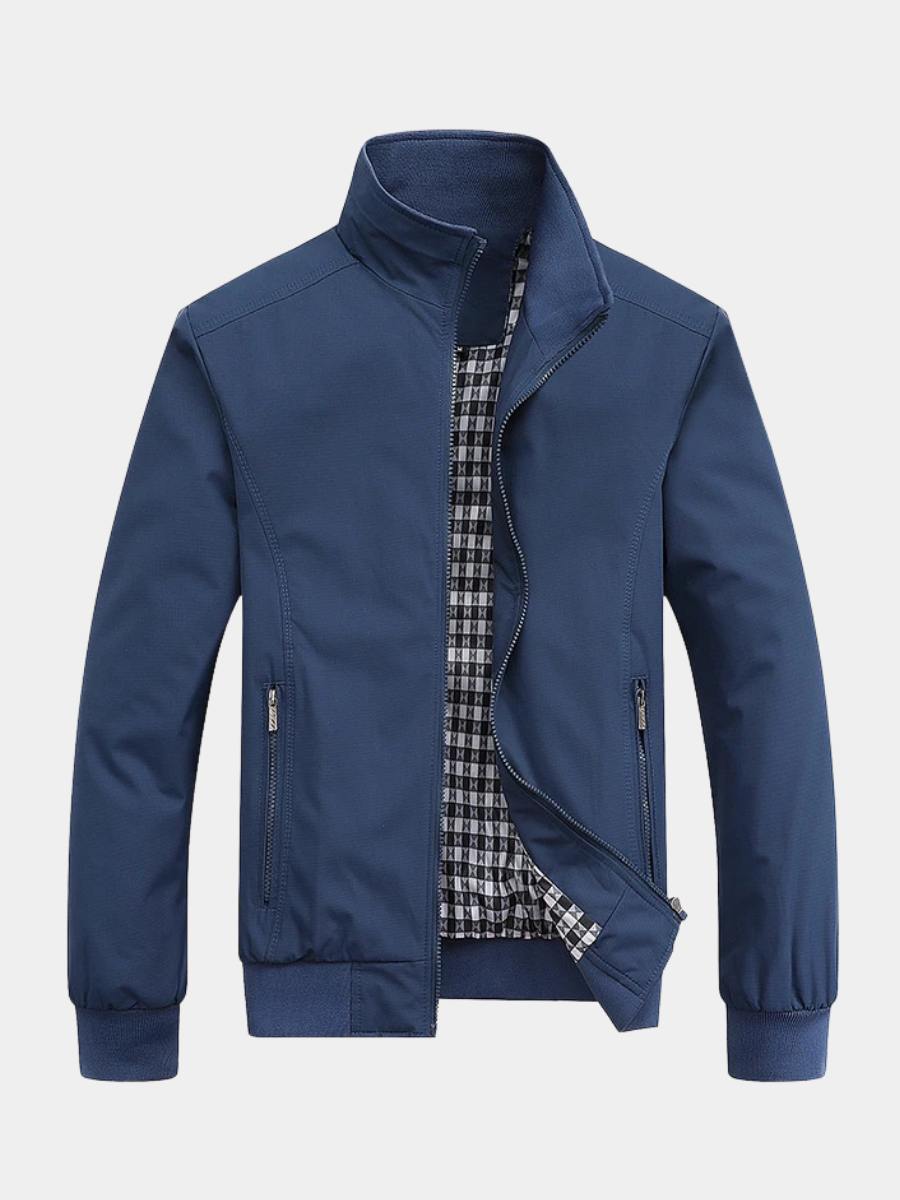 Noah | Veste Homme Maille Bomber Coupe Classique Fermeture Éclair - Bleu