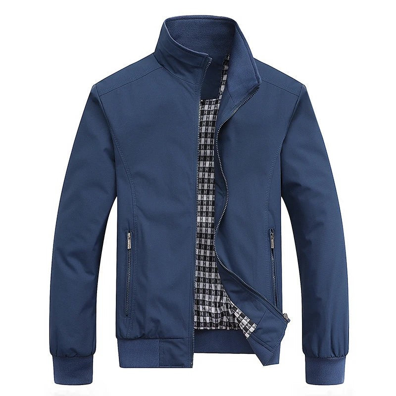 Noah | Veste Homme Maille Bomber Coupe Classique Fermeture Éclair - Bleu