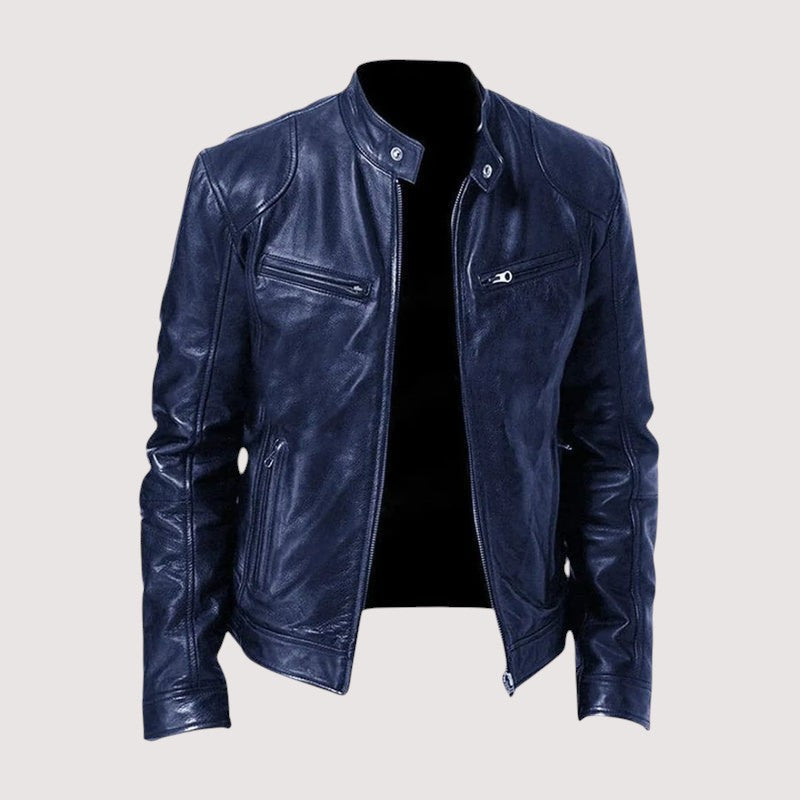 Noah | Veste pour Homme simili-cuir Véritable Coupe Ajustée Doublure Intérieure - Bleu Foncé