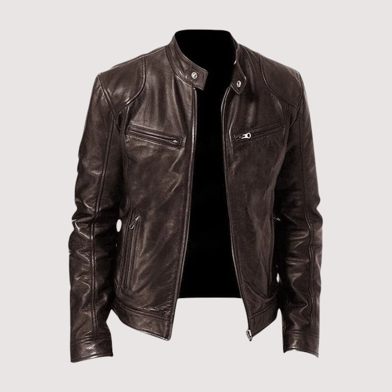 Noah | Veste pour Homme simili-cuir Véritable Coupe Ajustée Doublure Intérieure - Marron Foncé