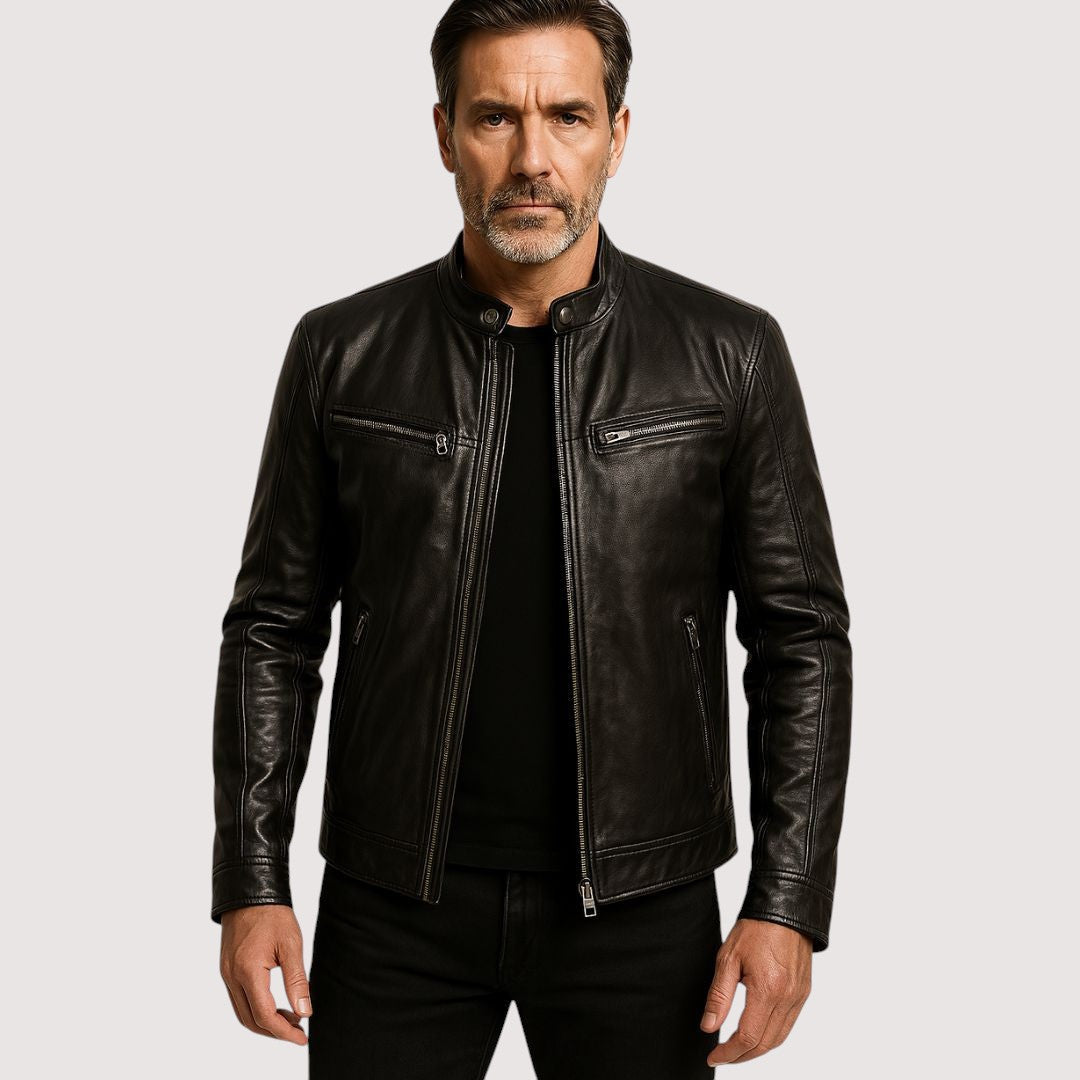 Noah | Veste pour Homme simili-cuir Véritable Coupe Ajustée Doublure Intérieure - Noir