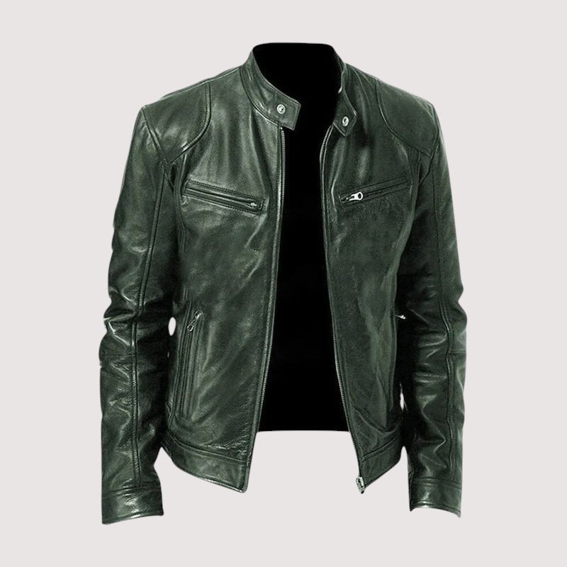 Noah | Veste pour Homme simili-cuir Véritable Coupe Ajustée Doublure Intérieure - Vert Foncé