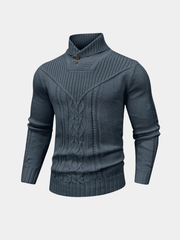 Paul | Pull Homme Col Montant Ajusté Motif Torsadé - Gris
