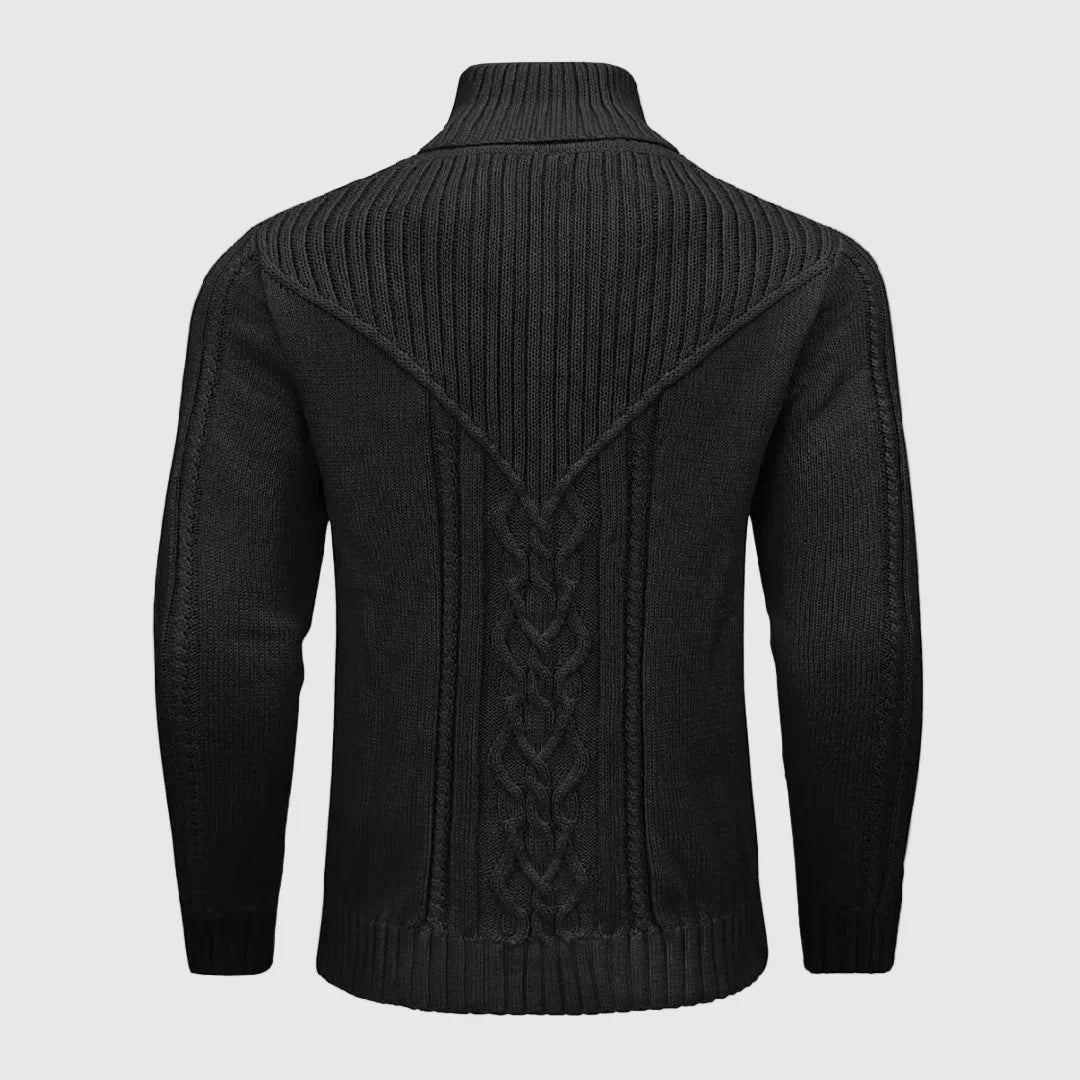 Paul | Pull Homme Col Montant Ajusté Motif Torsadé - Gris