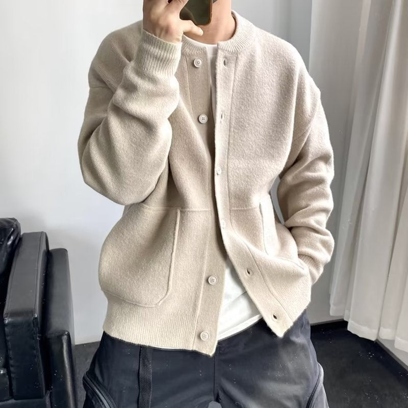 Raphael | Cardigan Pour Homme Coupe Ample Boutons Devant Épuré - Beige