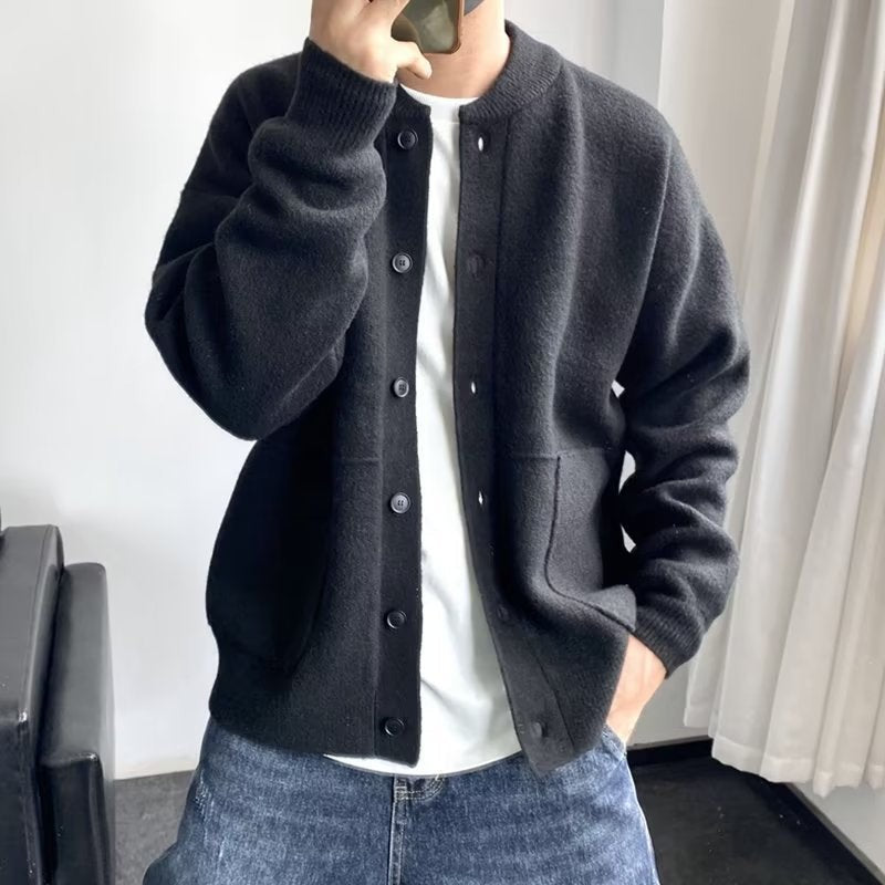 Raphael | Cardigan Pour Homme Coupe Ample Boutons Devant Épuré - Noir
