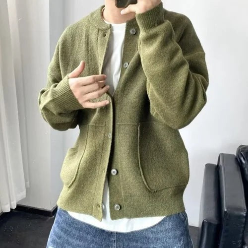 Raphael | Cardigan Pour Homme Coupe Ample Boutons Devant Épuré - Vert