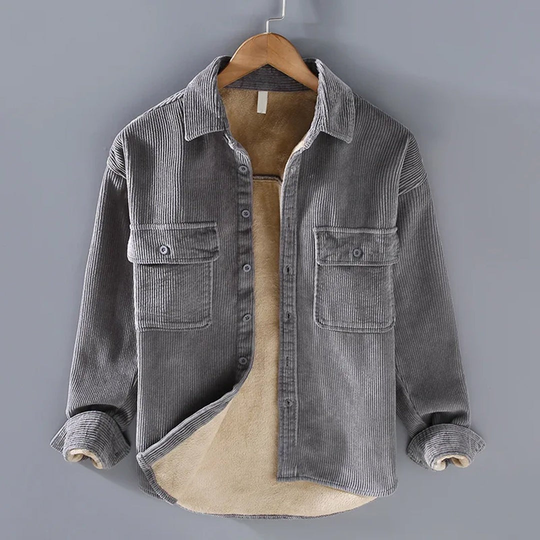 Raphael | Veste Homme Velours Côtelé Boutonnage Coupe Décontractée - Gris