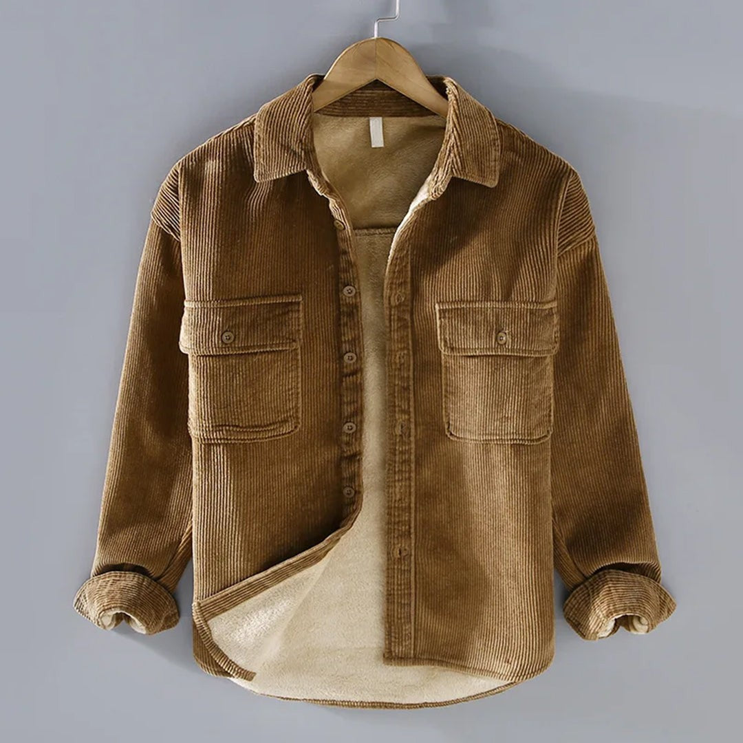 Raphael | Veste Homme Velours Côtelé Boutonnage Coupe Décontractée - Kaki