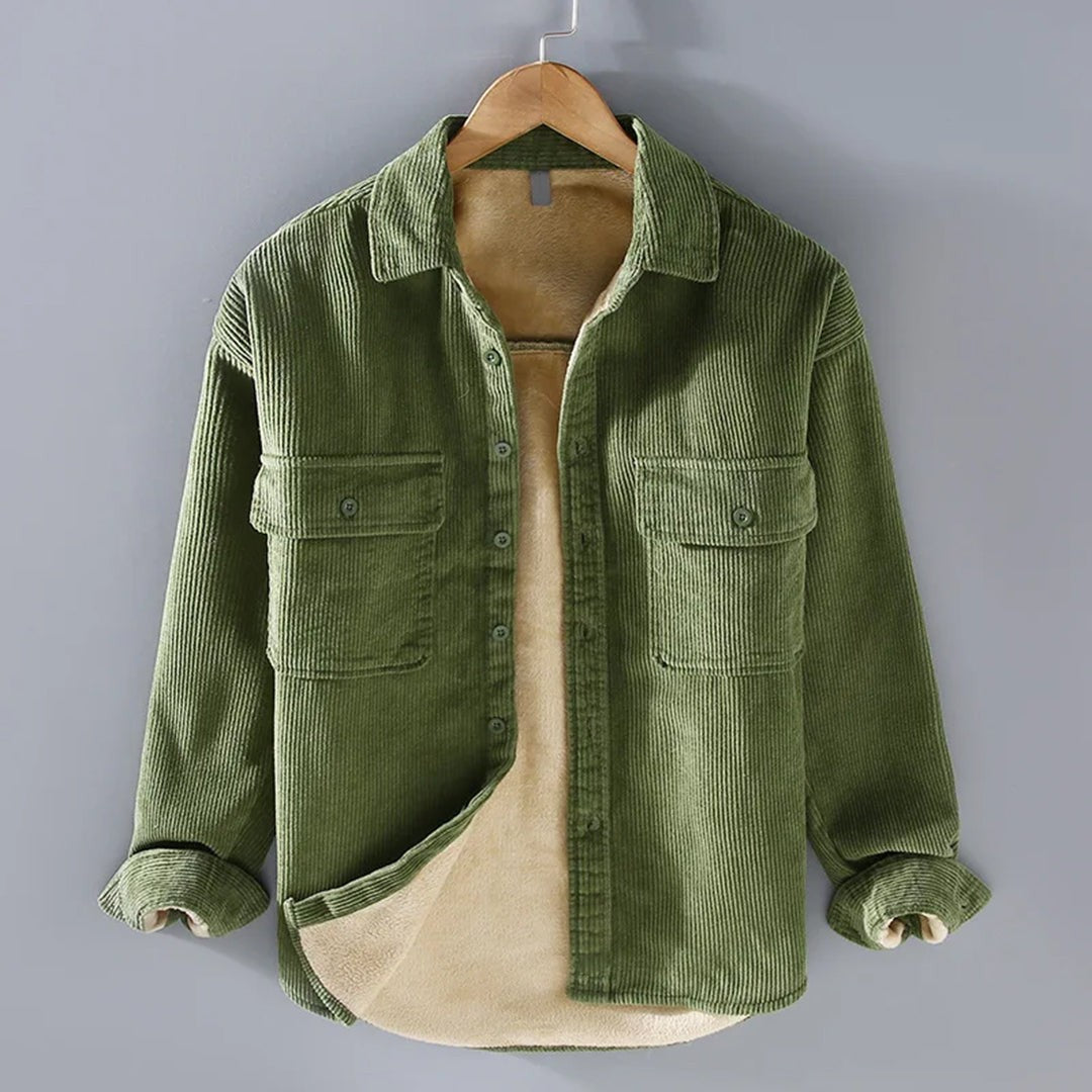 Raphael | Veste Homme Velours Côtelé Boutonnage Coupe Décontractée - Vert