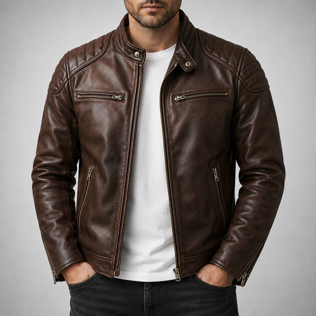 Raphael | Veste Moto pour Homme Renforcée Épaulettes Fermetures Éclair - Unique