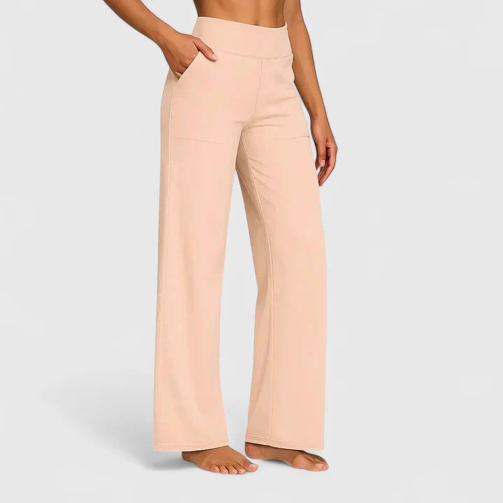 Roos | Dames Ruimvallende Loungebroek met Elastische Taille - Abrikooskleur