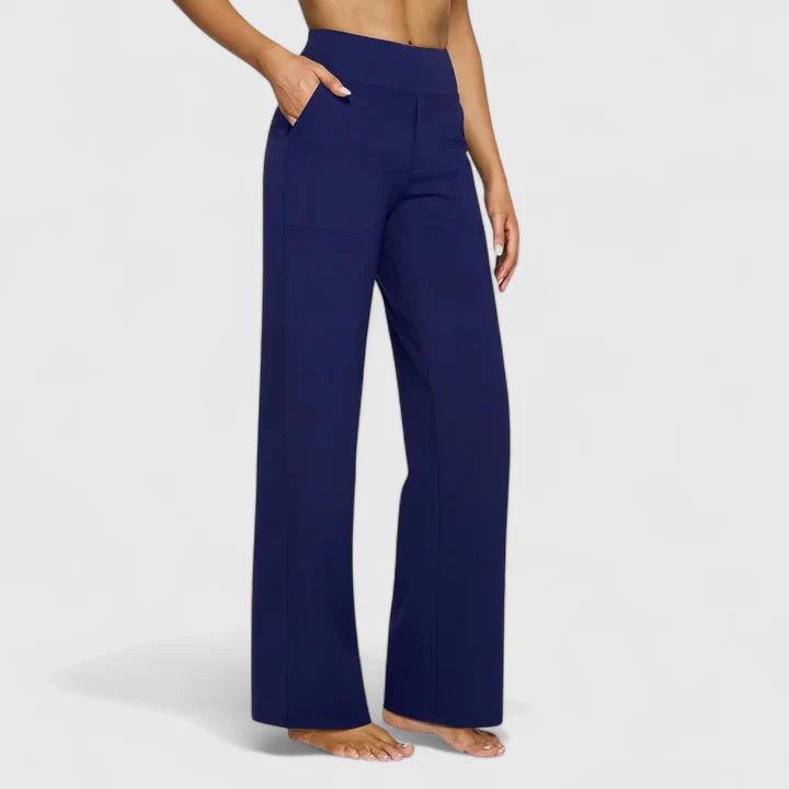 Roos | Dames Ruimvallende Loungebroek met Elastische Taille - Blauw