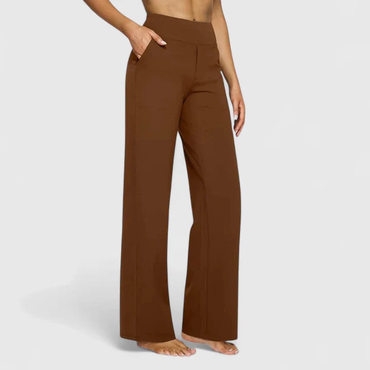 Roos | Dames Ruimvallende Loungebroek met Elastische Taille - Bruin