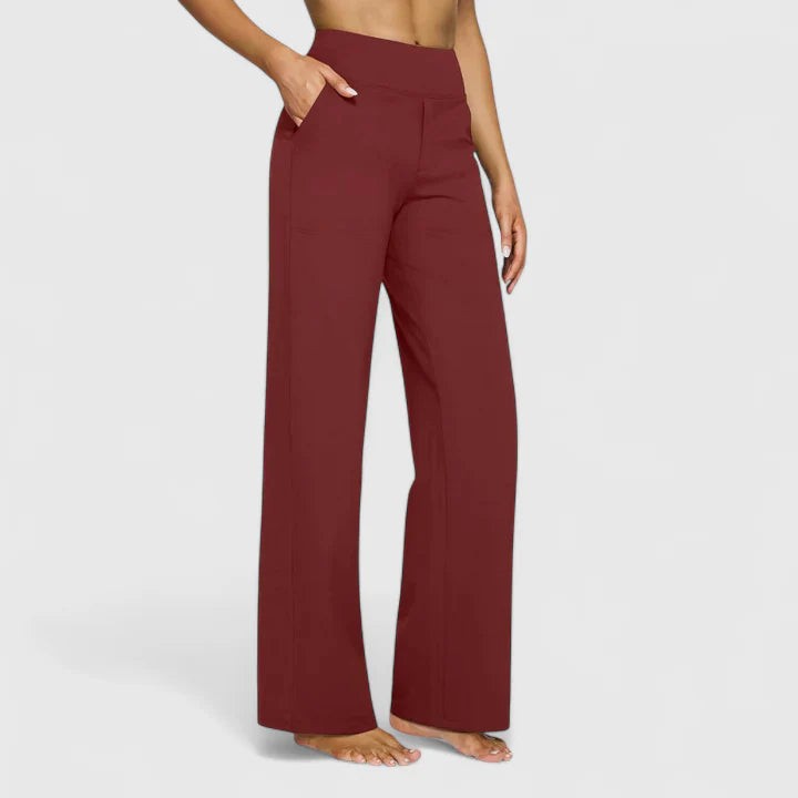 Roos | Dames Ruimvallende Loungebroek met Elastische Taille - Rood