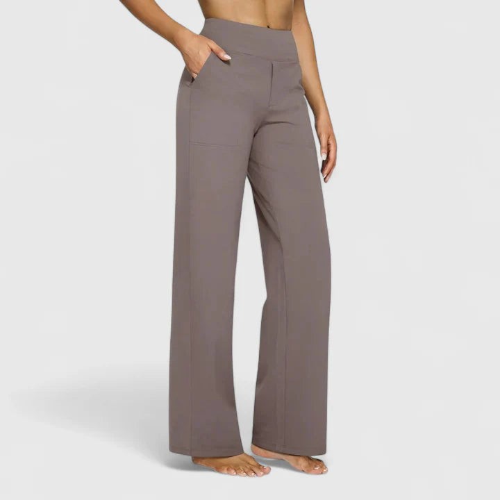 Roos | Dames Ruimvallende Loungebroek met Elastische Taille - Taupe