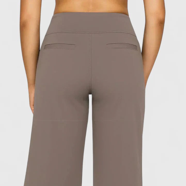 Roos | Dames Ruimvallende Loungebroek met Elastische Taille - Taupe