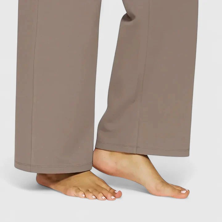 Roos | Dames Ruimvallende Loungebroek met Elastische Taille - Taupe