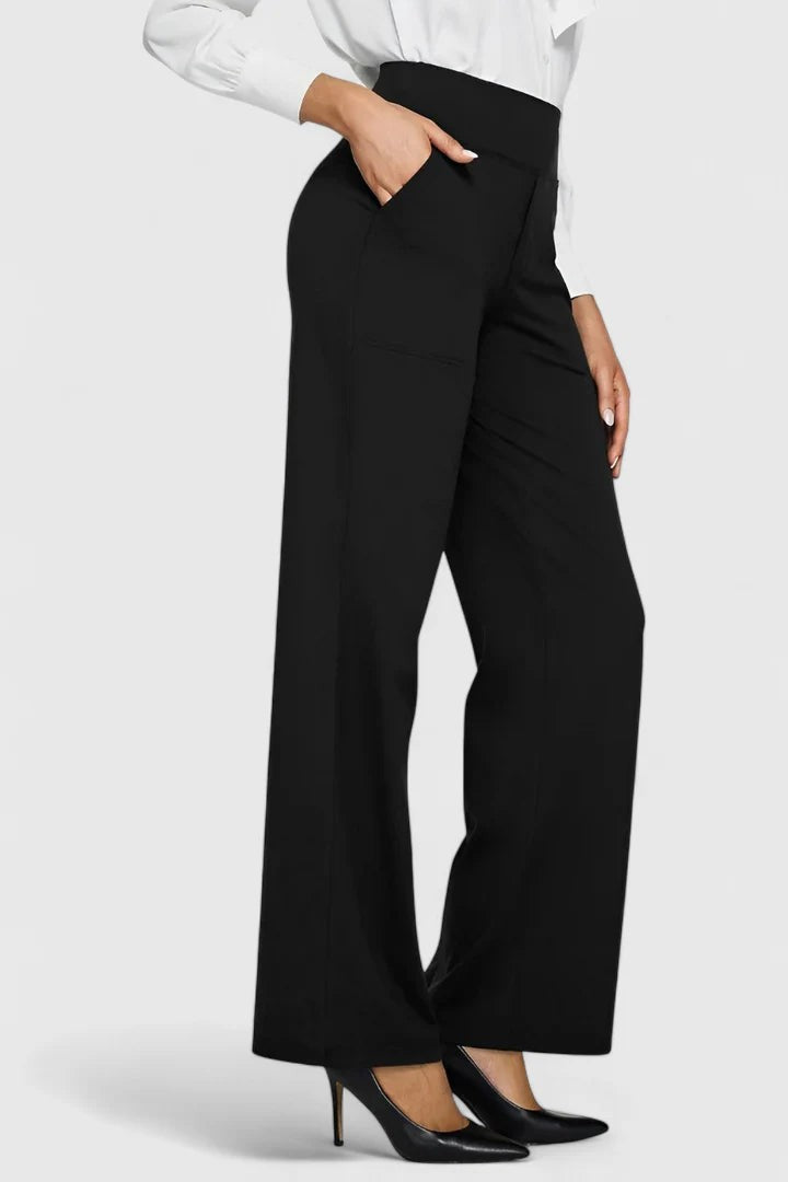 Roos | Dames Ruimvallende Loungebroek met Elastische Taille - Zwart