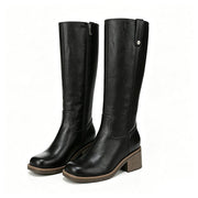 Rose | Bottes Femme Hautes Talon Bloc Fermeture Latérale - Noir