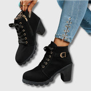 Rose | Bottes Femme simili-cuir Lisse Couture Élancée Talon - Noir