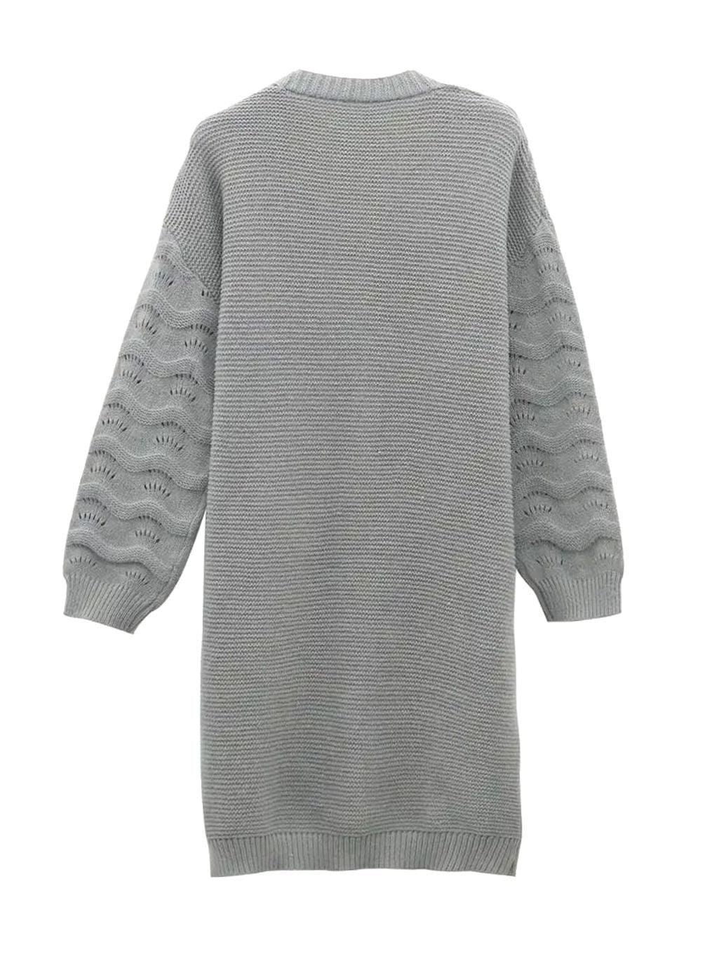 Rose | Cardigan Femme Long Coupe Ample Motif Texturé Ouvert - Unique