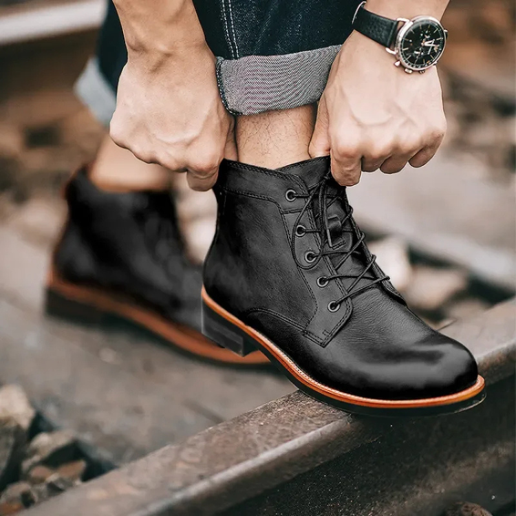 Sacha | Bottines Homme Lacées à Tige Courte Confort Décontracté - Noir