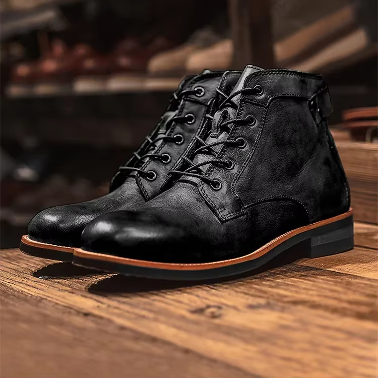 Sacha | Bottines Homme Lacées à Tige Courte Confort Décontracté - Noir