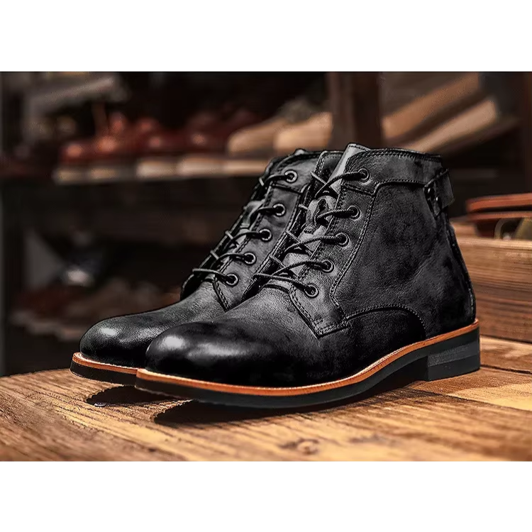 Sacha | Bottines Homme Lacées à Tige Courte Confort Décontracté - Noir