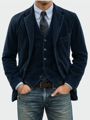 Sacha | Ensemble Blazer pour Homme Coupe Ajustée avec Gilet Assorti - Bleu