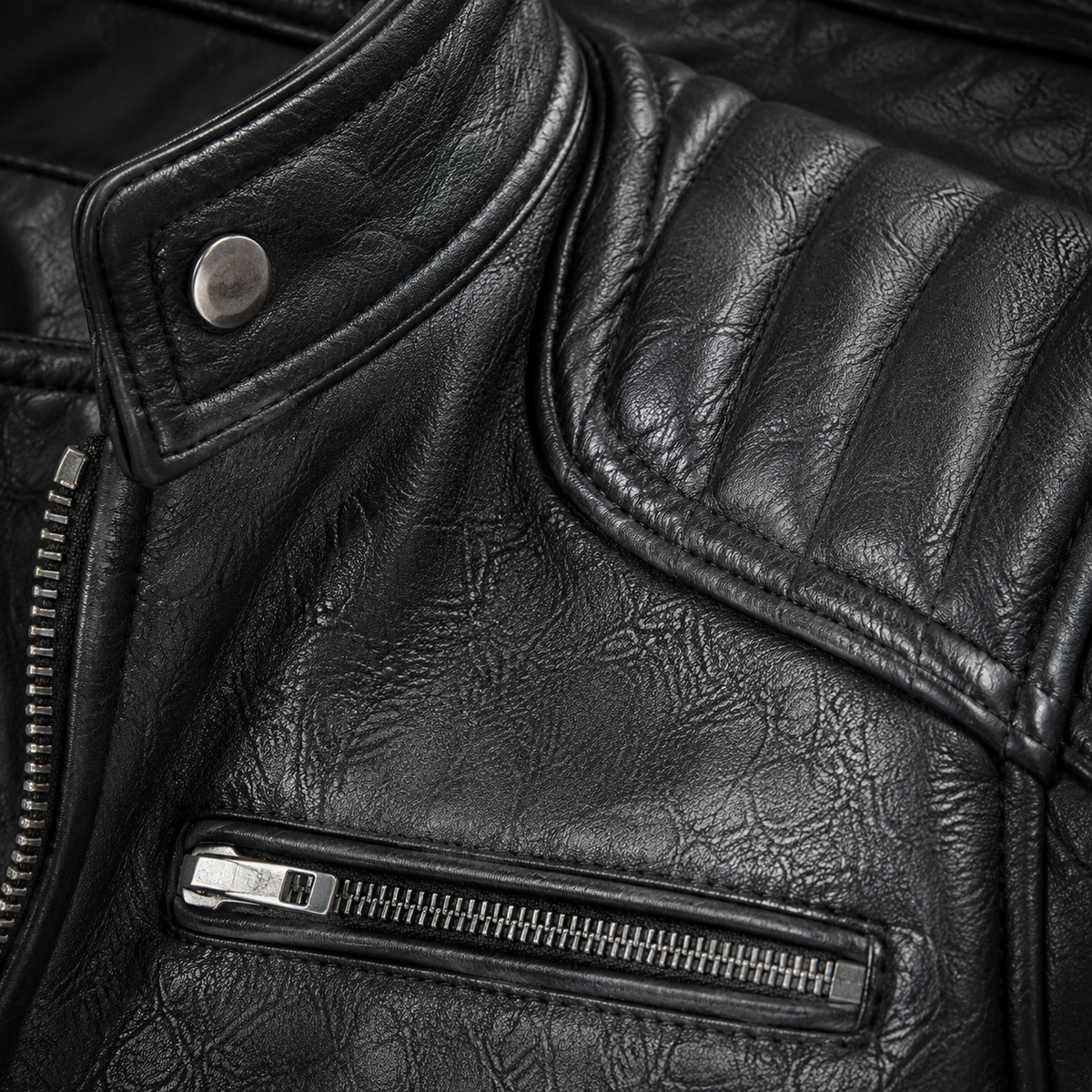 Sacha | Pour Homme Veste Motard Épaulettes Renforcées Fermetures Éclair Métalliques - Unique